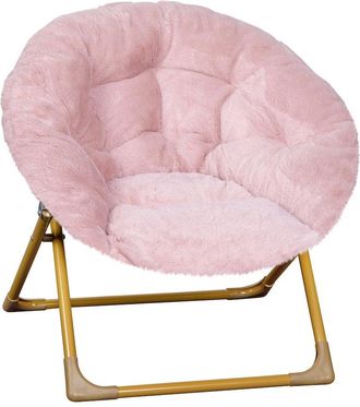 Flash Furniture 23 Kids Cozy Mini Folding Saucer Chair, Moon Chair, Blush/Soft Gold