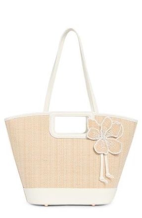 Anne Klein Floral Beaded Woven Tote in Vanilla at Nordstrom Rack