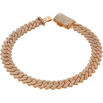 LuvMyJewelry Diamond Link Cuban Bracelet in 10K Gold - 4.7 to 5.4ct. in 14K Rose Gold at Nordstrom, Size 8
