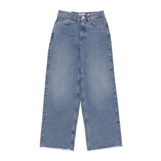 Amish Hoge Taille Wijde Pijp Jeans - Dames - Loose Fit Jeans - Blauw - W27 - Katoen - Jeans