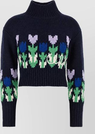 Chlo&eacute; wool ribbed turtleneck cropped sweater