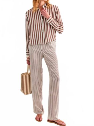 Kule Womens The Silk Fez Pants In White/brown Pants
