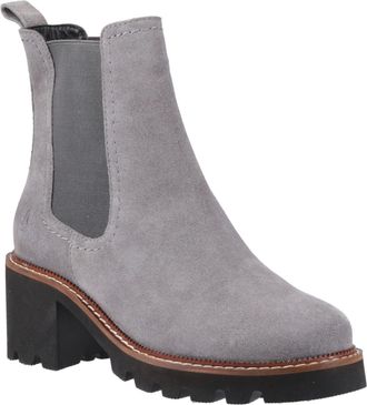 Hush Puppies Gaia Leather WoMens Grey Heeled Chelsea Boots - Size UK 5