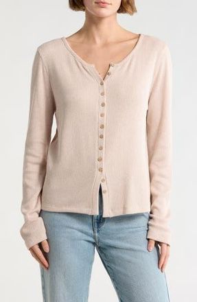 Renee C Button Detail Ribbed Top in Oatmeal at Nordstrom Rack, Size 1 X