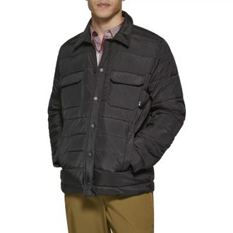 G.H. Bass & Co. Bass Outdoor Mission Quilted Puffer Shacket Mens Black Snap Front FTS323