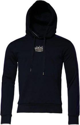 Dolce & Gabbana Crown Cotton Hooded Sweatshirt - Heren - Hoodies - Zwart - XS - Katoen - Hoodies & sweatvesten