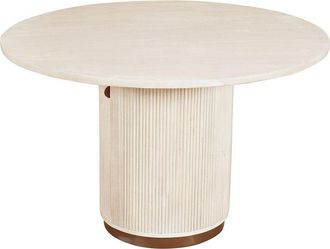 LR Home Lr Home Eames Distressed Fluted Handmade Dining Table With Hidden Storage