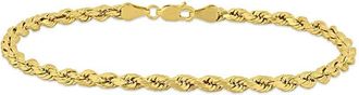 Amour Mens Rope Chain Bracelet In 10K Yellow Gold (4 Mm/9 Inch)