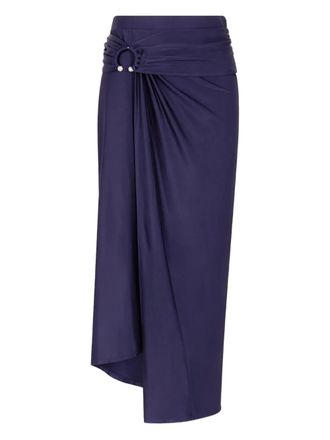 Paco Rabanne draped midi skirt - women - Viscose/Elastane - 34 - Purple