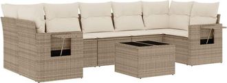vidaXL Juego De Sof&aacute;s De Jard&iacute;n Con Cojines Beige 8 Pzas Rat&aacute;n Pe Vidaxl