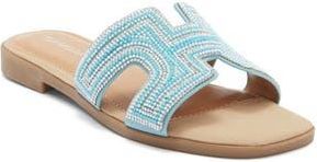 Top Moda Louise Embellished Slide Sandal in Turquoise at Nordstrom Rack, Size 5.5