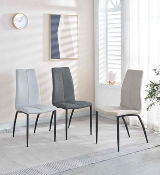 Home Heavenly Pack 4 sillas tapizadas en tela gris y con patas negras