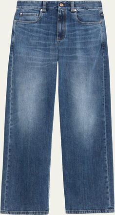 Brunello Cucinelli Straight-Leg Medium Wash Denim Jeans