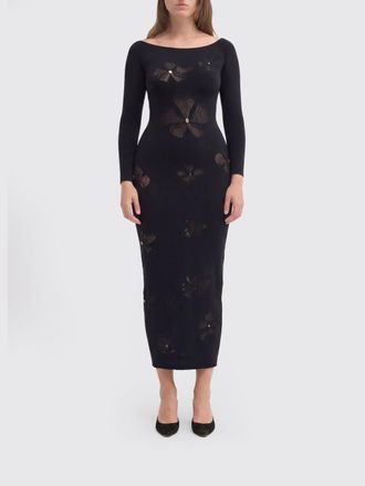 MACCAPANI Monogram Midi Dress in Jersey with Floral Embroidery