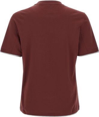 Brunello Cucinelli Cotton Faux-Layering T-Shirt - Bordeaux