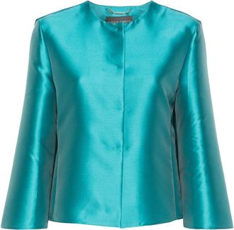 Alberta Ferretti satin cropped jacket - women - Polyester/Silk - 44 - Blue