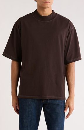 ASRV Mock Neck Oversized T-Shirt in Dark Earth at Nordstrom Rack, Size Medium