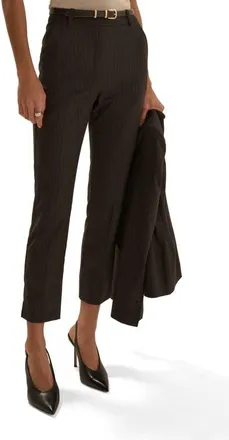 Favorite Daughter The Favorite Cigarette Pinstripe Ankle Pants in Espresso Pinstripe at Nordstrom, Size 14