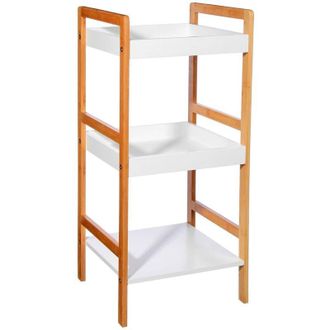 Five Five - Estanter&iacute;a De Ba&ntilde;o Con 3 Niveles En Bamb&uacute; Blanco