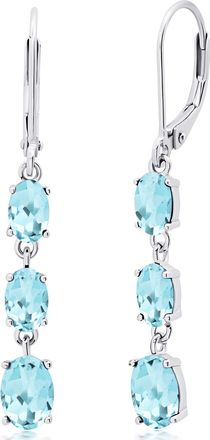 MAX + STONE Gemstone Oval Shape Dangle Earrings in 925 Sterling Silver (1.5)
