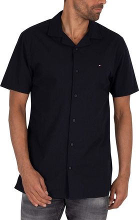 Tommy Hilfiger Mens Solid Hawaiian Shirt S/S Sweatshirt, Blue (Desert Sky DW5), (Manufacturer Size:S)