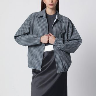 Prada Reversible light blue jacket with check pattern
