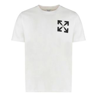 Off-white T-Shirts, male, White, S, Ribbed crew-neck T-shirt in cotton
