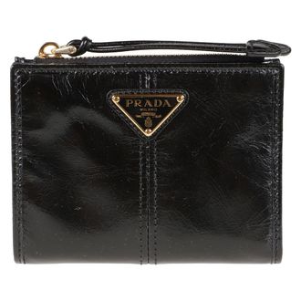 Prada Accessoires, Dames, Zwart, ONE Size, Leer, Kleine Portemonnee van Leer