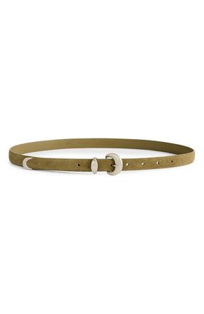 Madewell Domed Suede Buckle Belt in Worn Olive Suede at Nordstrom, Size X-Large