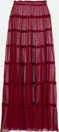Bananhot Elma tiered semi-sheer maxi skirt