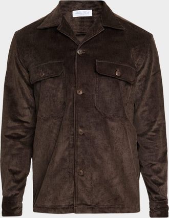 Salvatore Piccolo Mens Cotton Corduroy Dual-Pocket Overshirt