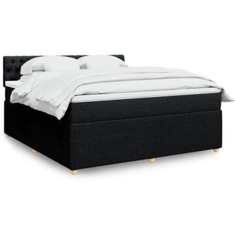 vidaXL Vidaxl - Cama Box Spring Con Colch&oacute;n Tela Negro 180x200 Cm
