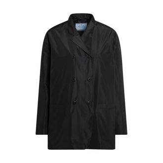 Prada Double-breasted Technical Taffeta Jacket - female - Prada - Light Jackets - Black - M - Jackets