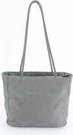 Prada Gray Green Nylon Handbag Tote Bag (Pre-Owned)