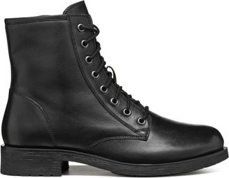 Geox Zwarte enkellaarsjes voor vrouwen - Dames - Veterlaarzen - Zwart - 36 EU - Leer - Schoenen