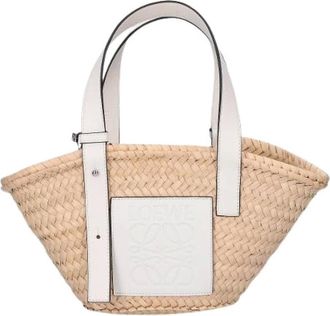 Loewe Pre-owned Tote Bags, female, Beige, Size: ONE SIZE Pre-owned Basket Bag Palm Leaf Small Handbag