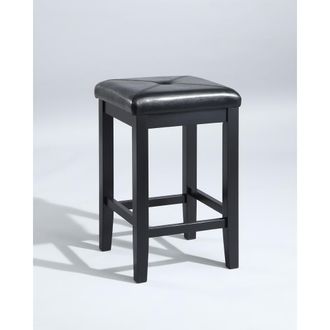 Crosley Furniture Upholstered Square Seat 2Pc Counter Stool Set Black/Black - 2 Stools