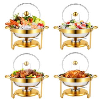 OEM Servidor De Buffet, Acero Inoxidable, Capacidad De 5 Cuartos, Paquete De 4