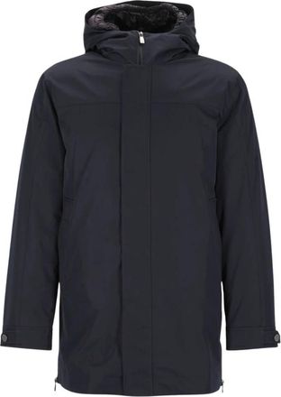 Corneliani Lange Donsjas - Heren - Dons jassen - Blauw - 2XL - Leer - Jassen