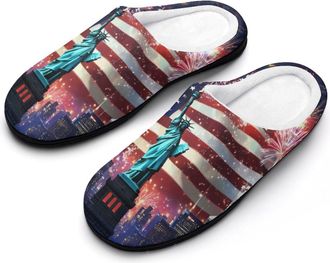 Generic I Love New York U.S. Mens House Slippers Memory Foam Washable Cotton Slip on Home Shoes