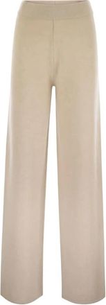 Max Mara Elegante Studio Broek - Dames - Wijde Broeken - Beige - S - Broeken