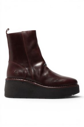 FLY London Fly London Womens Wine Leather Wedge Heel Platform Ankle Boots - HEIJ272
