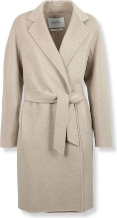 Max Mara Cashmere Robe Coat - Dames - Jas met riem - Beige - L - Leer - Jassen