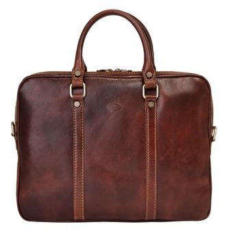 Pik&eacute; Aktentasche PIK&Eacute;, Herren, Gr. B/H/T: 38cm x 30cm x 10cm onesize, braun, Leder, beschichtet, gl&auml;nzend, Taschen Aktentasche, echt Leder, Made in Italy