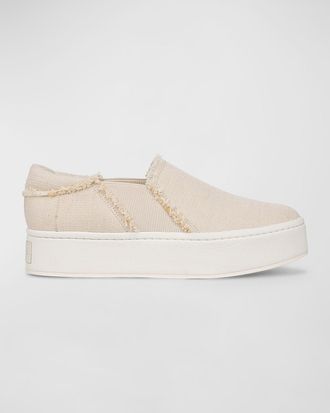 Vince Warren Frayed Denim Slip-On Sneakers