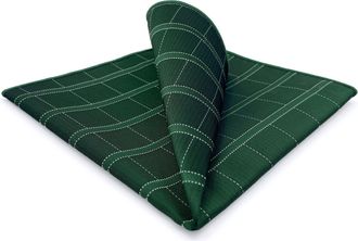 Shlax & Wing Shlax&Wing Green Checkered Mens Pocket Square Unique Design Large 12.6 For Business