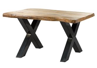 Massivmoebel24 Freeform 5 Tavolo Da Pranzo In Legno Di Mango - Verniciato Natur / Gambe In Ferro X Antracite Lucido 140x90