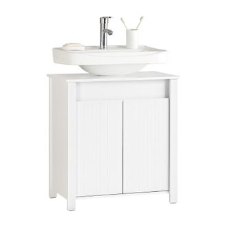 SoBuy Sobuy - Mueble Para Debajo Del Lavabo Fregadero Armario De Ba&ntilde;o Armario De Almacenaje De Suelo 2 Puertas 60 X 34 X 65,5 Cm Bzr101-w Es