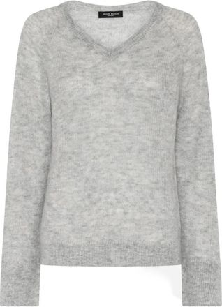 Bruuns Bazaar Fluffy BBAmera Knit - Dames - V-hals truien - Grijs - M - Leer - Truien & Vesten
