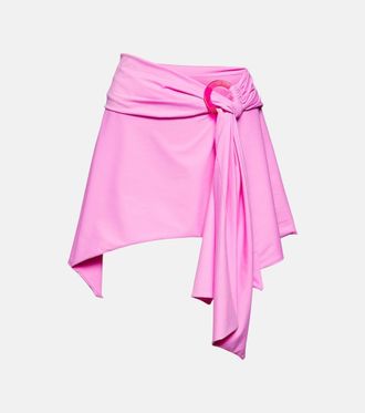 The Attico Asymmetric lycra miniskirt